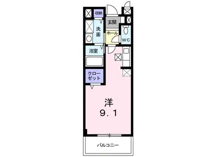 アルバ I(ワンルーム/2階)の間取り写真