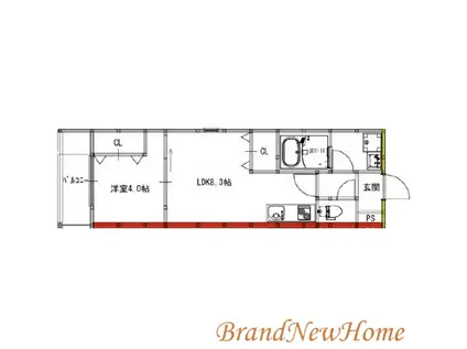 セジュール堺東(1LDK/2階)の間取り写真
