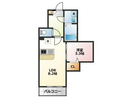 BEST STAGE保I(1LDK/1階)の間取り写真