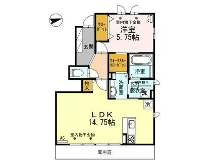 シェモア クレア A棟(1LDK/1階)の間取り写真