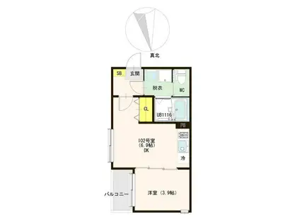 GREEN ACEII(1DK/3階)の間取り写真