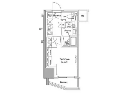 ザ・パークハビオ荏原中延駅前(1K/6階)の間取り写真