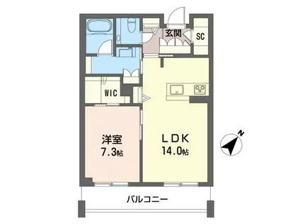 ウィズプラス浦和美園ウエストC棟(1LDK/3階)の間取り写真