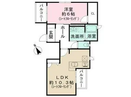 グランドール豪徳寺5(1LDK/2階)の間取り写真