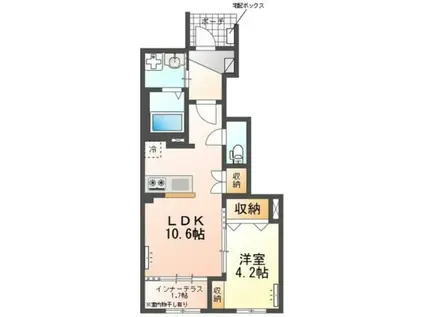 西武池袋線 秋津駅 徒歩10分 2階建 築1年(1LDK/1階)の間取り写真