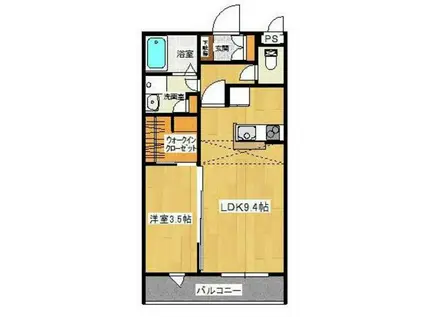 ディアコート産興(1LDK/1階)の間取り写真