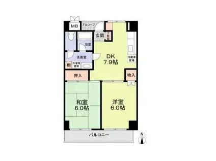 リヴェール浅見502(2DK/5階)の間取り写真