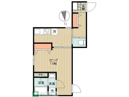 オータムコート(1K/2階)の間取り写真