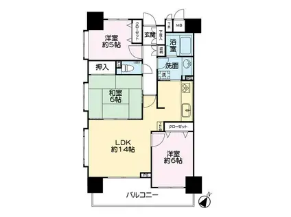 ジェネラス南柏駅前(3LDK/3階)の間取り写真