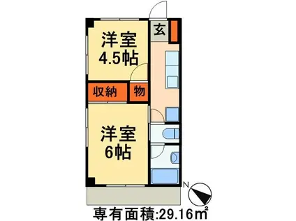 ベラージュときわ(2DK/4階)の間取り写真