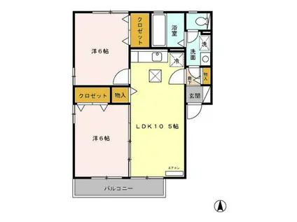 サウスパークスTAKAHISA B棟(2LDK/1階)の間取り写真