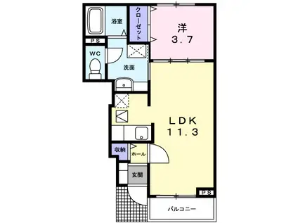グレイスフル(1LDK/1階)の間取り写真