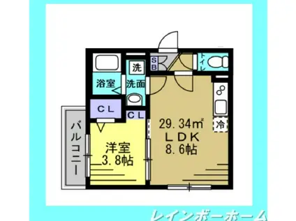 AJ南流山(1LDK/1階)の間取り写真