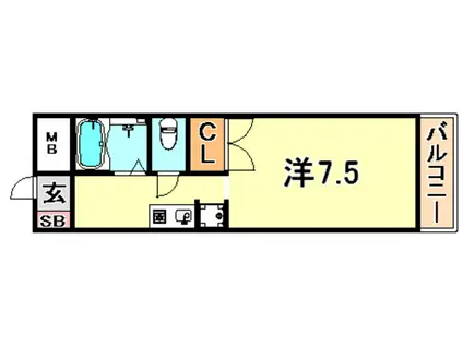 デュオ・ラフィーネ(1K/2階)の間取り写真