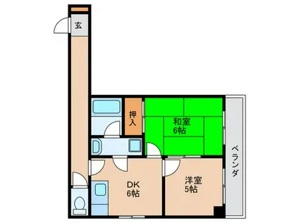 カーサパルコ平野(2DK/3階)の間取り写真