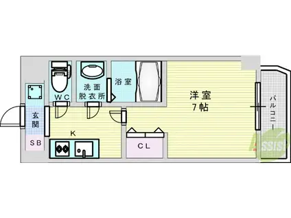 ウインズコート新大阪2(1K/8階)の間取り写真