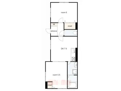 SKYE松浜町(2DK/1階)の間取り写真