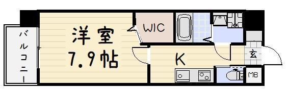 アクシオ北九州(1K/13階)の間取り写真