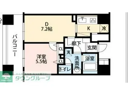 クレール中野(1DK/2階)の間取り写真