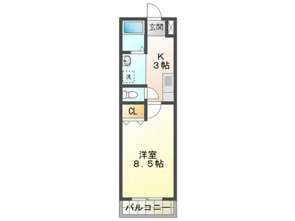 FLOURISH KUBOTA(1K/2階)の間取り写真