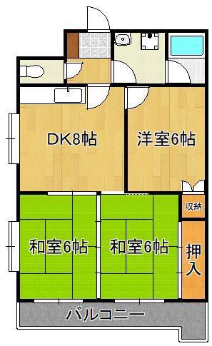 ロイヤルハイツ明石(3DK/6階)の間取り写真