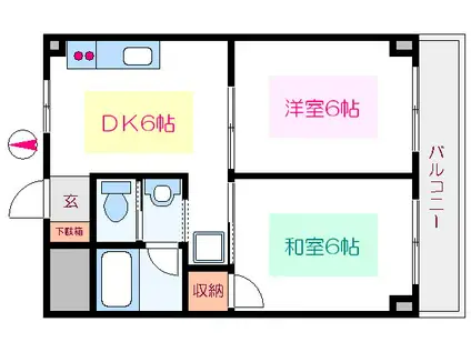パークヒルズ越前屋(2DK/6階)の間取り写真