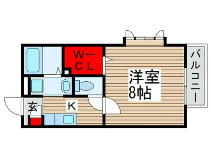 グランディール・ヒーカC棟(1K/2階)の間取り写真