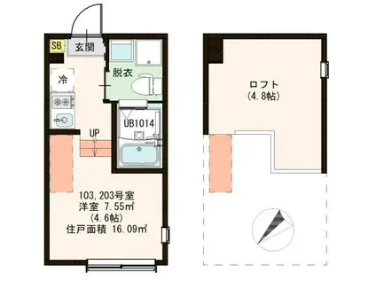 ハーモニーテラス堀切III(ワンルーム/1階)の間取り写真