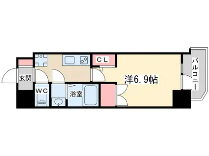 セレニテ東梅田アリエ(1K/3階)の間取り写真