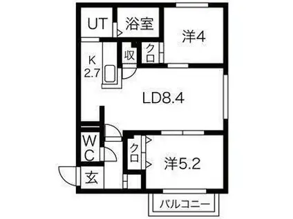 SAKURA(2LDK/2階)の間取り写真