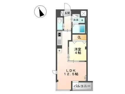 リジエール舟入南(1LDK/1階)の間取り写真