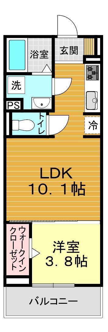 ディアライズ春日町C棟(1LDK/2階)の間取り写真
