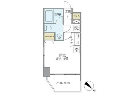 エコロジー白山レジデンス(ワンルーム/2階)の間取り写真