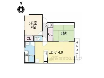 カーサベルデ(2LDK/2階)の間取り写真