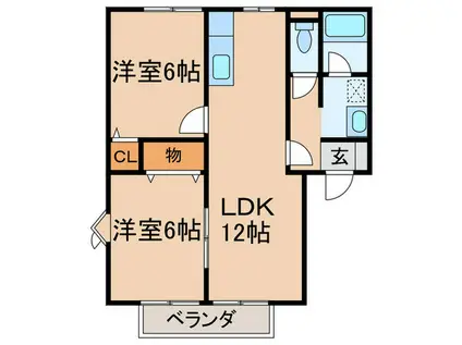 エレガントダイヤ(2LDK/2階)の間取り写真