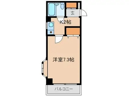 ベルファイブ(1K/3階)の間取り写真