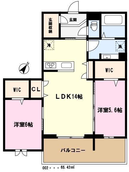センカIII(2LDK/3階)の間取り写真