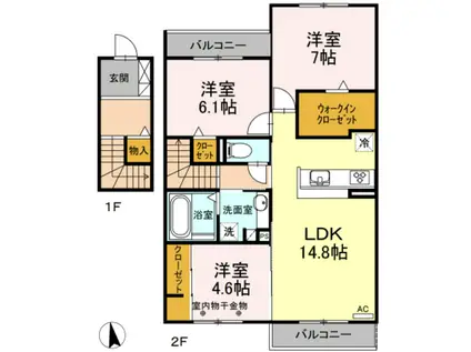 カルモルーチェ(3LDK/2階)の間取り写真