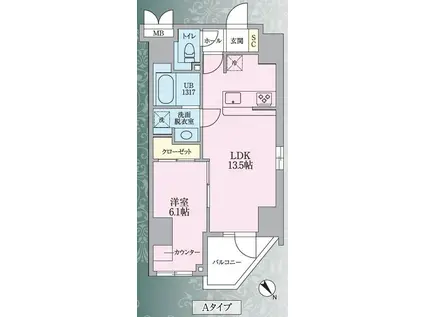 ニアレスタSUGAMO(1LDK/3階)の間取り写真