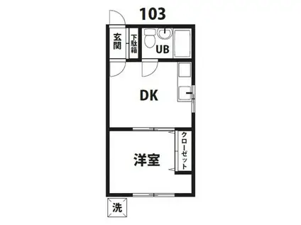 パレスプレジデントII(1DK/1階)の間取り写真