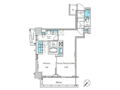 パークアクシス滝野川ラ ブリーズ(1LDK/3階)の間取り写真
