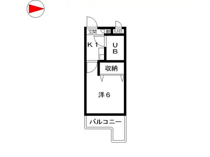 セルベコート下高井戸(1K/1階)の間取り写真