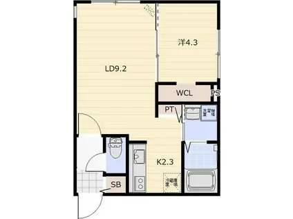 HORSE WIN19(1LDK/3階)の間取り写真