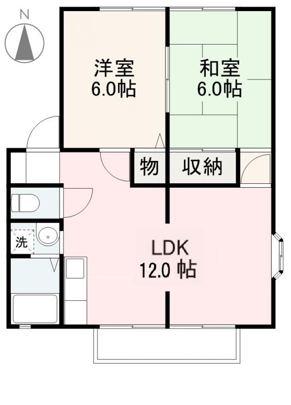 サンライフ太田2(2LDK/1階)の間取り写真