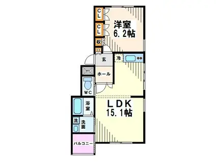 ペエールエイト(1LDK/1階)の間取り写真