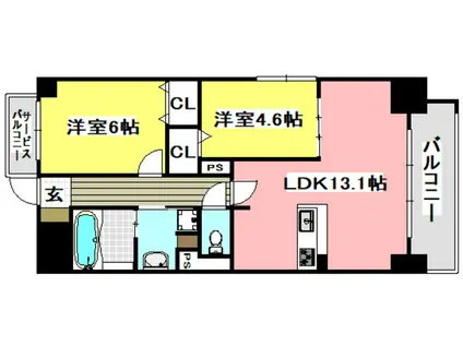 エターナ千里丘(2LDK/8階)の間取り写真