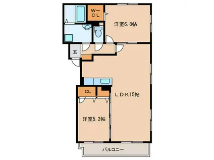 クラリス赤坂(2LDK/2階)の間取り写真