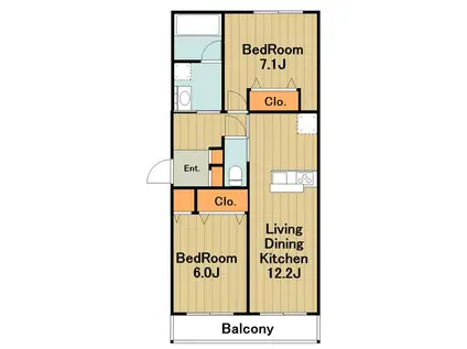 メリディアン ウエスト(2LDK/2階)の間取り写真