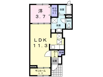 シャトレ(1LDK/1階)の間取り写真