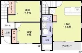 エターナルシー泉台(2LDK/1階)の間取り写真